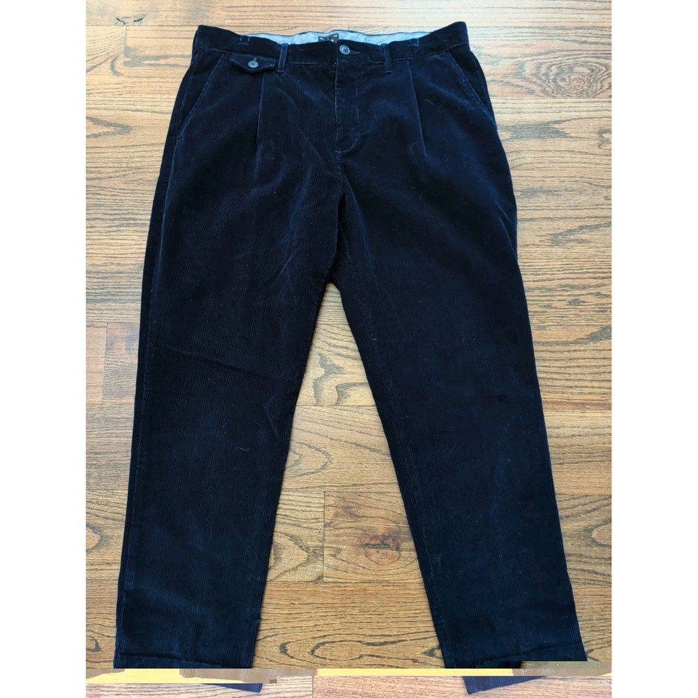 NWOT J. Crew Pleated Wide Wale Navy Blue Corduroy Pants 34x30 Preppy Money AQ998